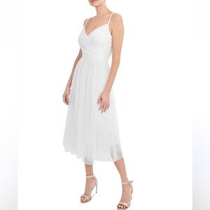 Aqua White Formal Tulle Midi Dress size 0